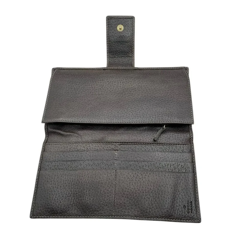 Gucci GG‎ Abbey D Ring Continental Wallet Brown Canvas Leather OS Vintage - Picture 9 of 11